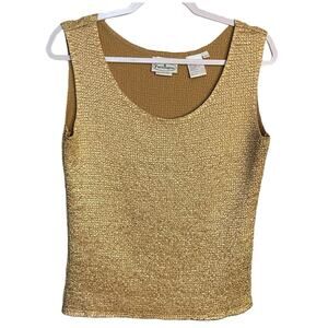 Patchington Scrunched Blouse Women's Large Gold Sleeveless Vintage Casual Top